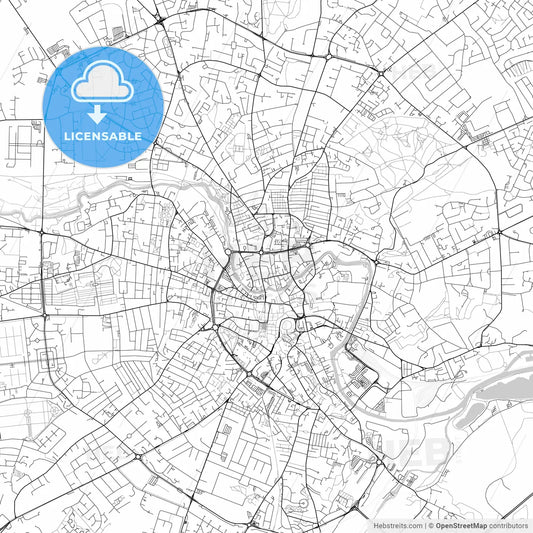 Norwich, England, UK, Vector Map - Light