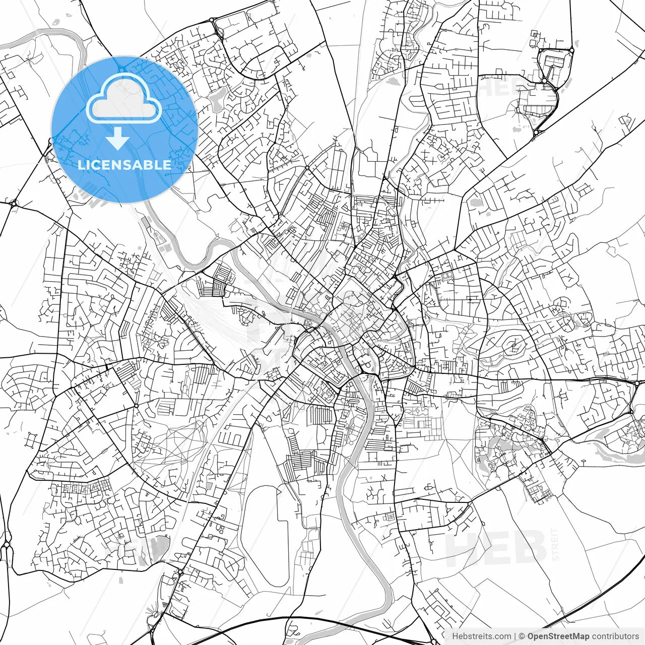 York, England, UK, Vector Map - Light