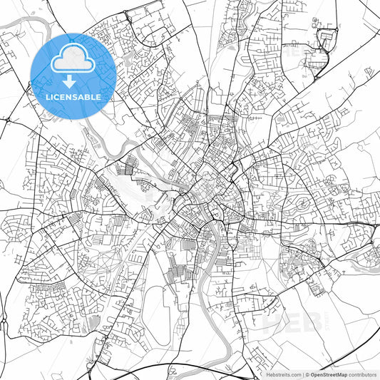 York, England, UK, Vector Map - Light