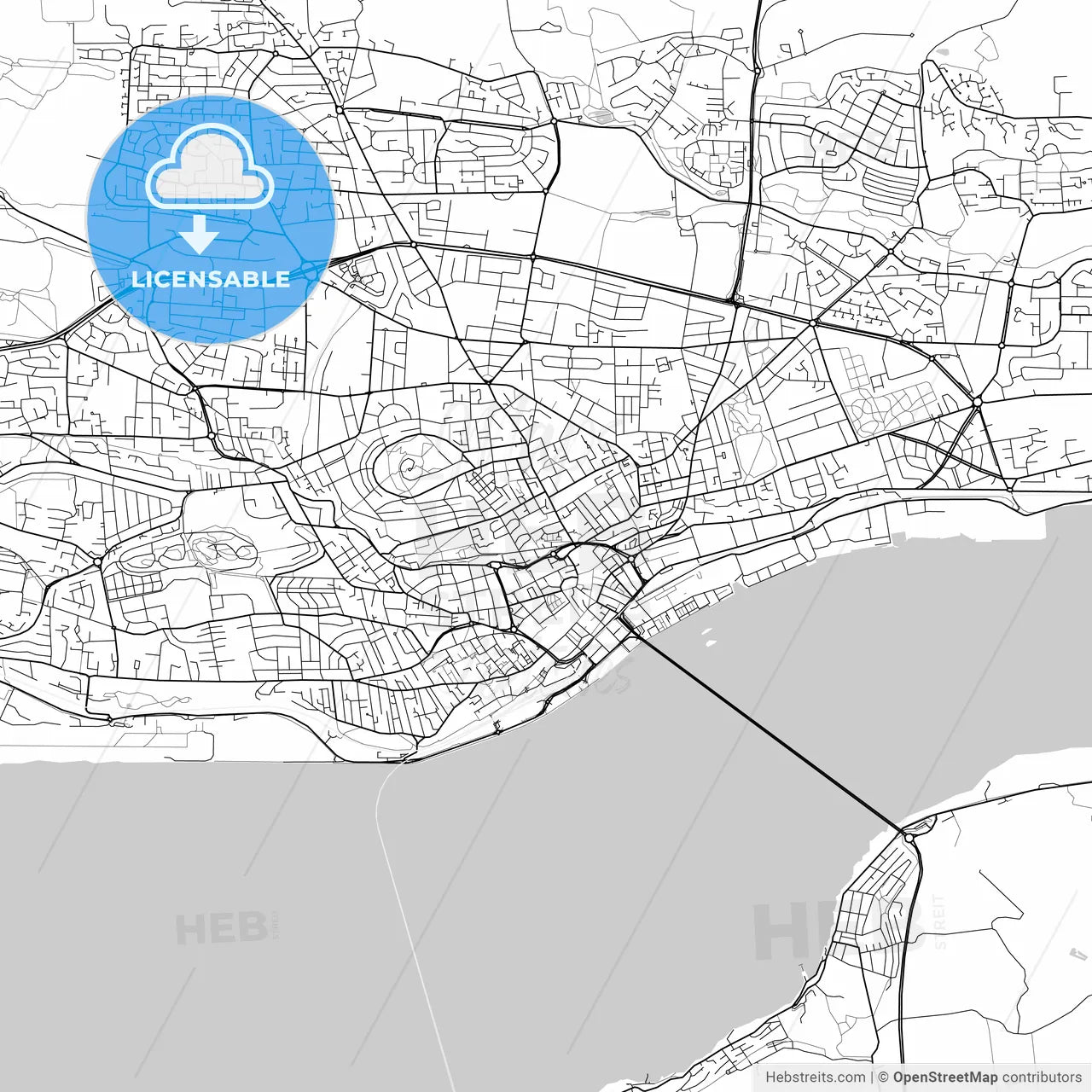 Dundee, Scotland, UK, Vector Map - Light