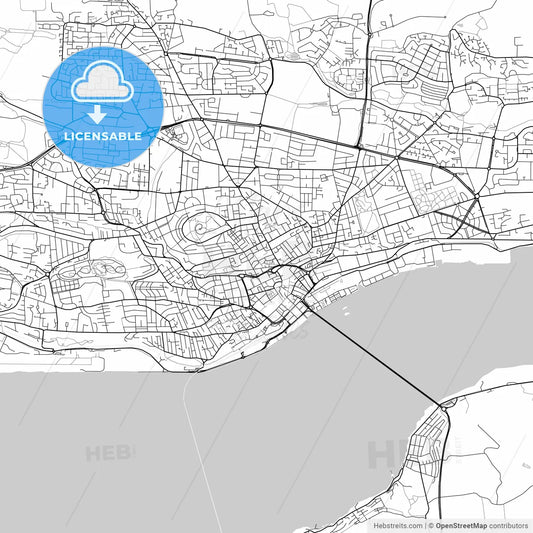 Dundee, Scotland, UK, Vector Map - Light