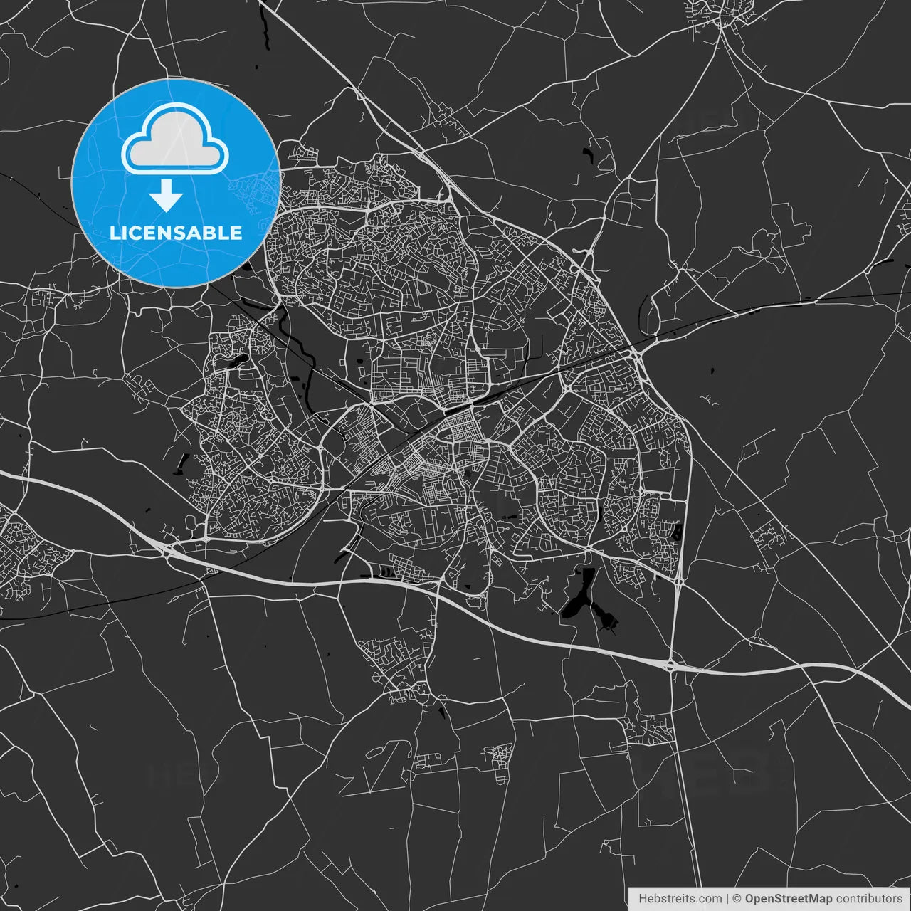 Swindon, England, Uk - Area Map - Dark – HEBSTREITS