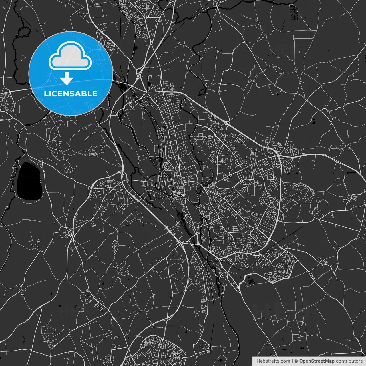 Oxford, England, UK - Area Map - Dark