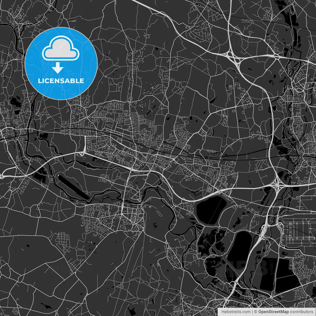 Slough, England, UK - Area Map - Dark