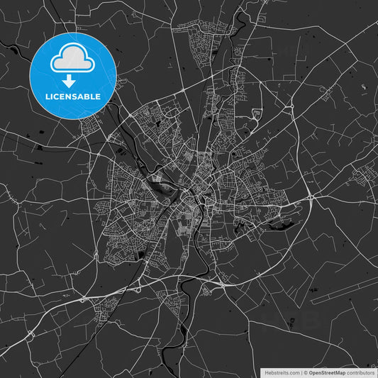 York, England, UK - Area Map - Dark