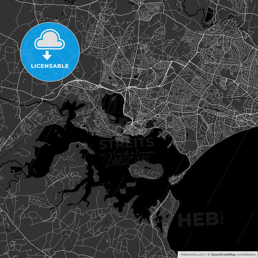 Poole, England, UK - Area Map - Dark