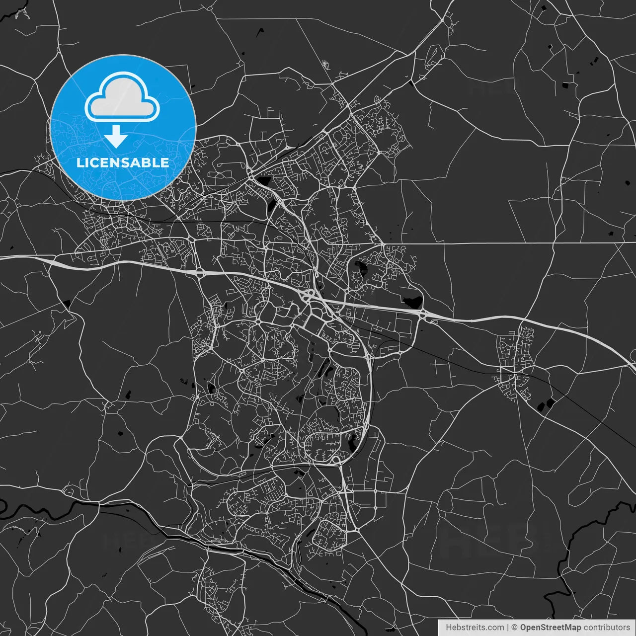 Telford, England, UK - Area Map - Dark