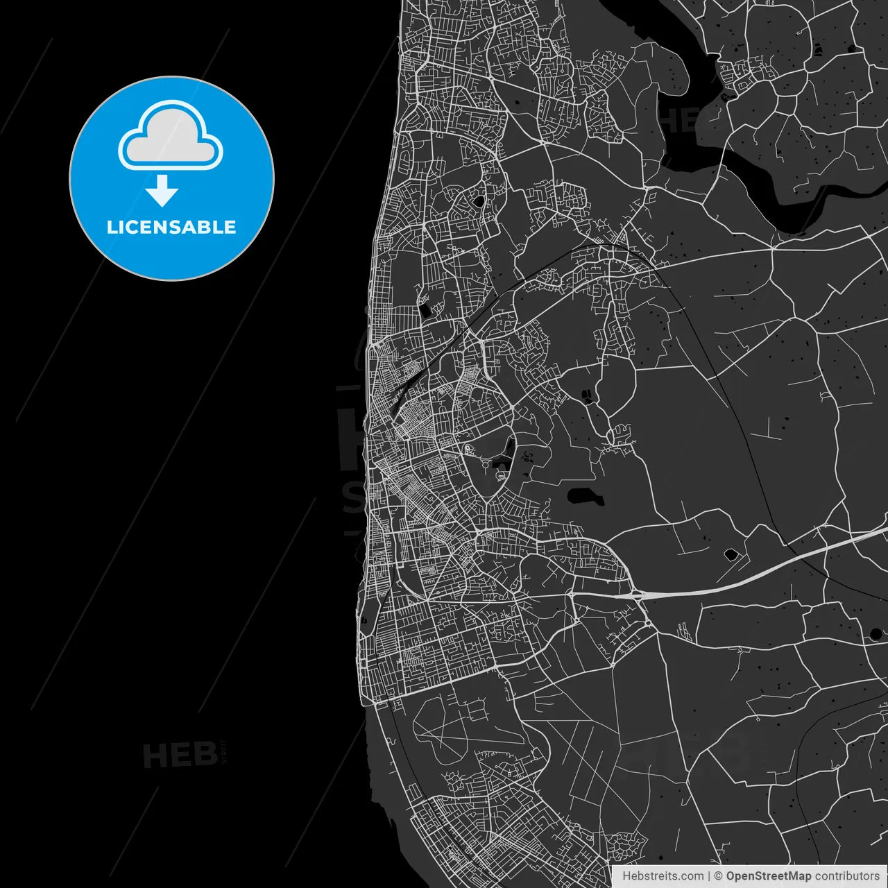 Blackpool, England, UK - Area Map - Dark