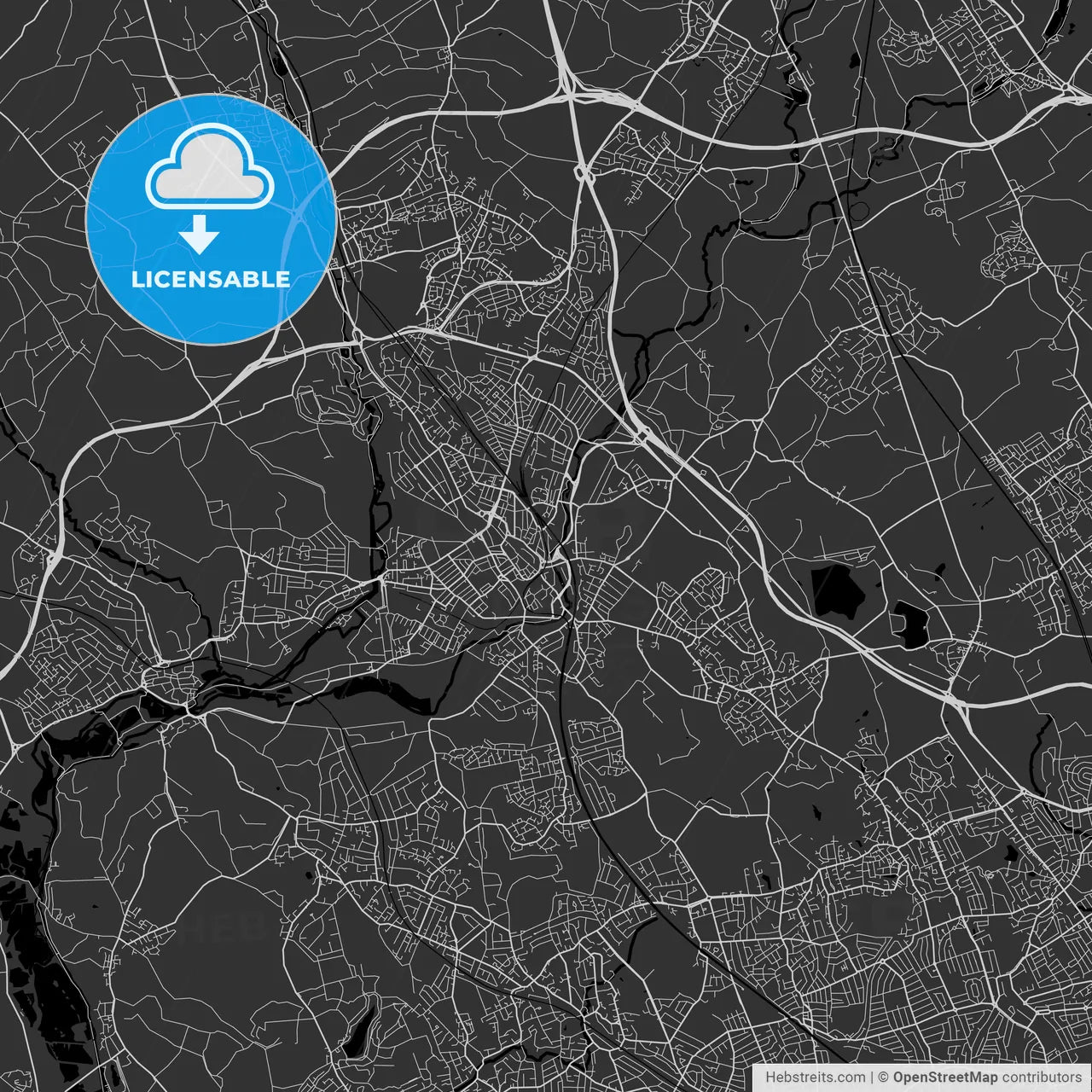 Watford, England, UK - Area Map - Dark