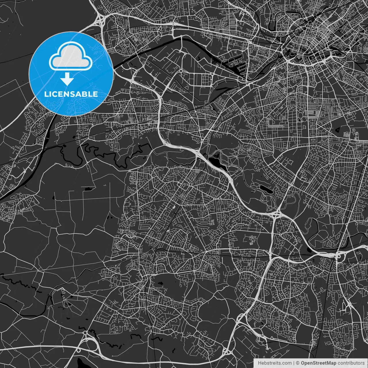 Sale, England, UK - Area Map - Dark