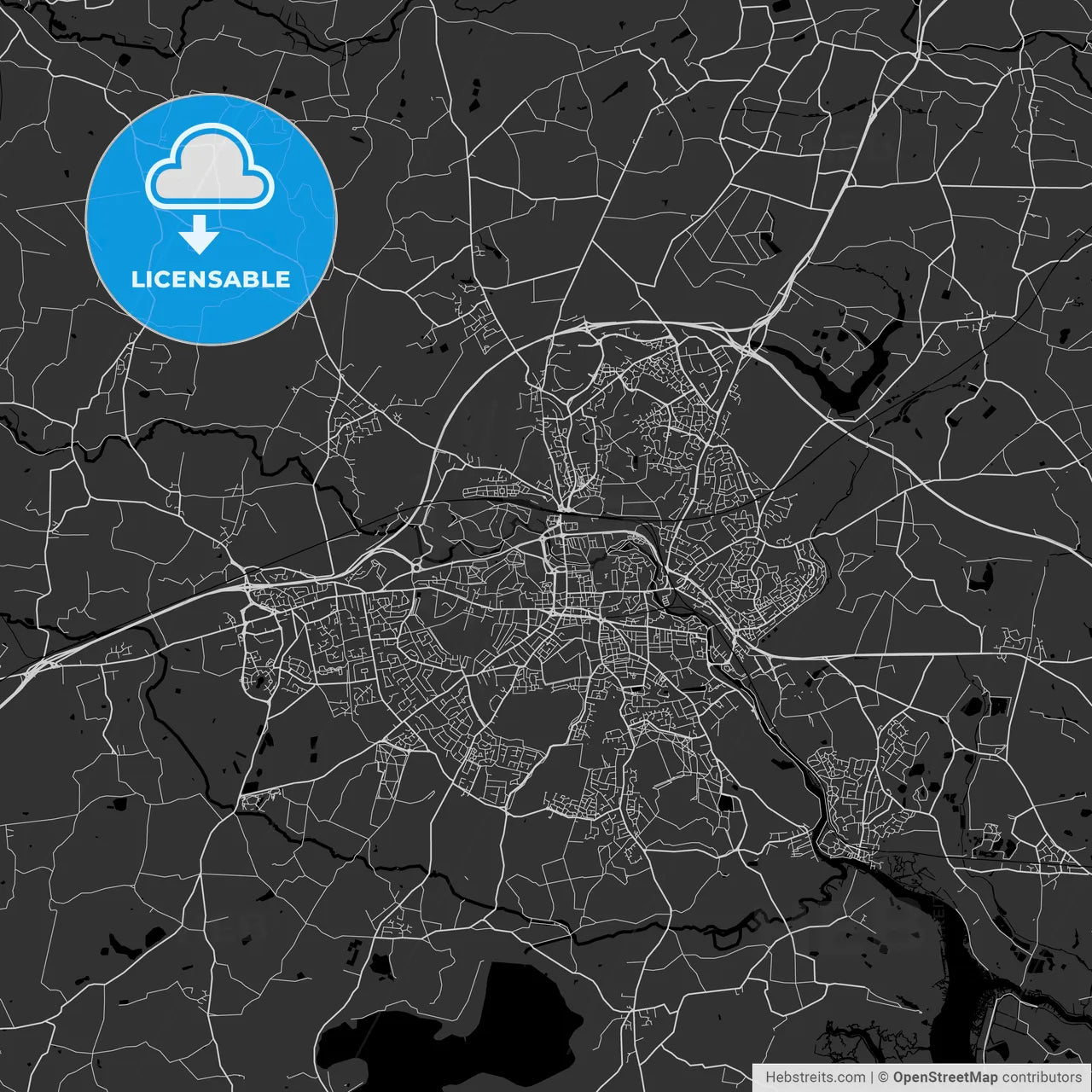 Colchester, England, UK - Area Map - Dark