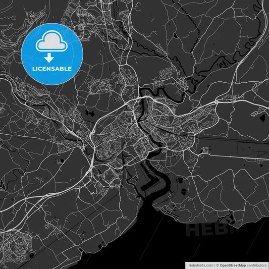 Newport, Wales, UK - Area Map - Dark