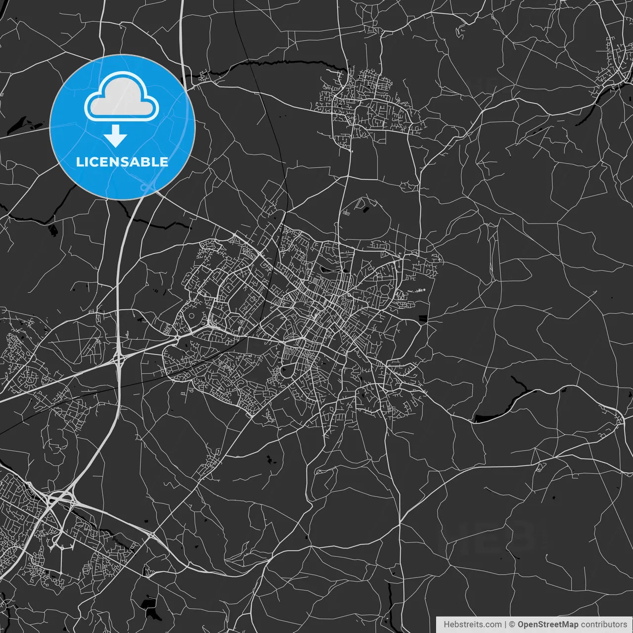 Cheltenham, England, UK - Area Map - Dark