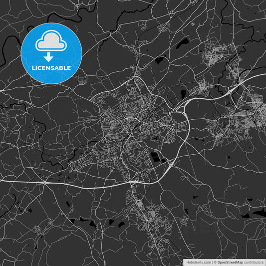 Blackburn, England, UK - Area Map - Dark