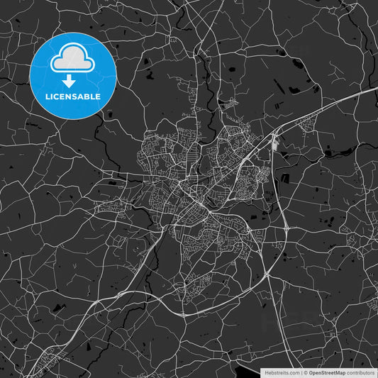 Chelmsford, England, UK - Area Map - Dark
