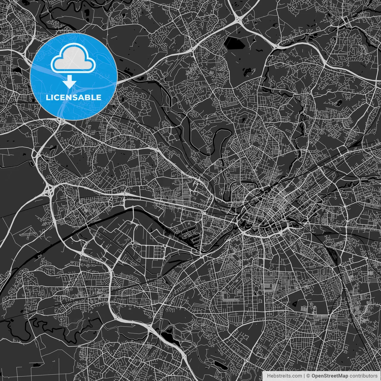 Salford, England, UK - Area Map - Dark