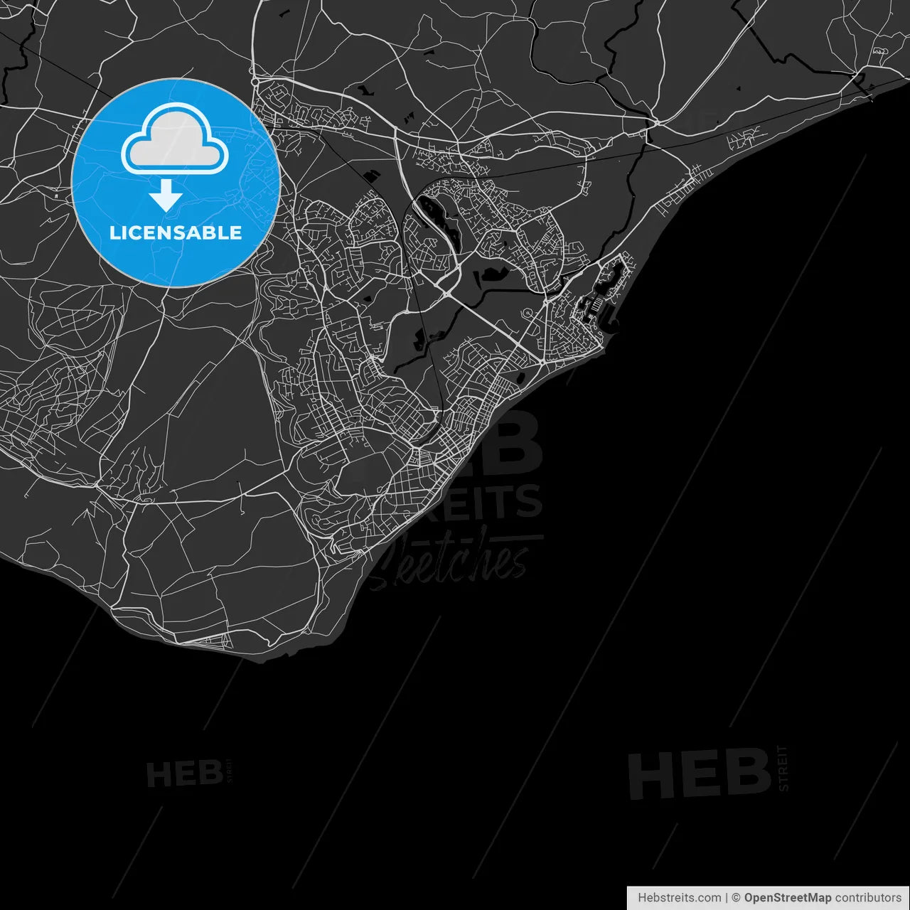Eastbourne, England, UK - Area Map - Dark