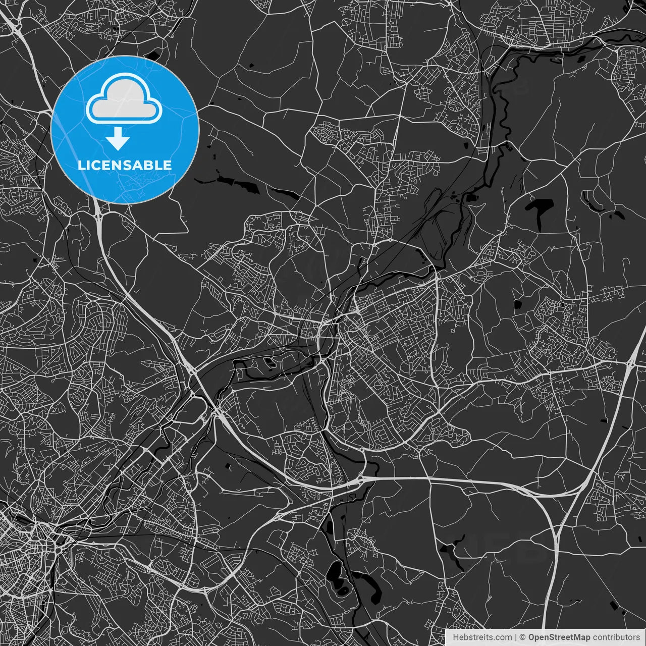 Rotherham, England, UK - Area Map - Dark