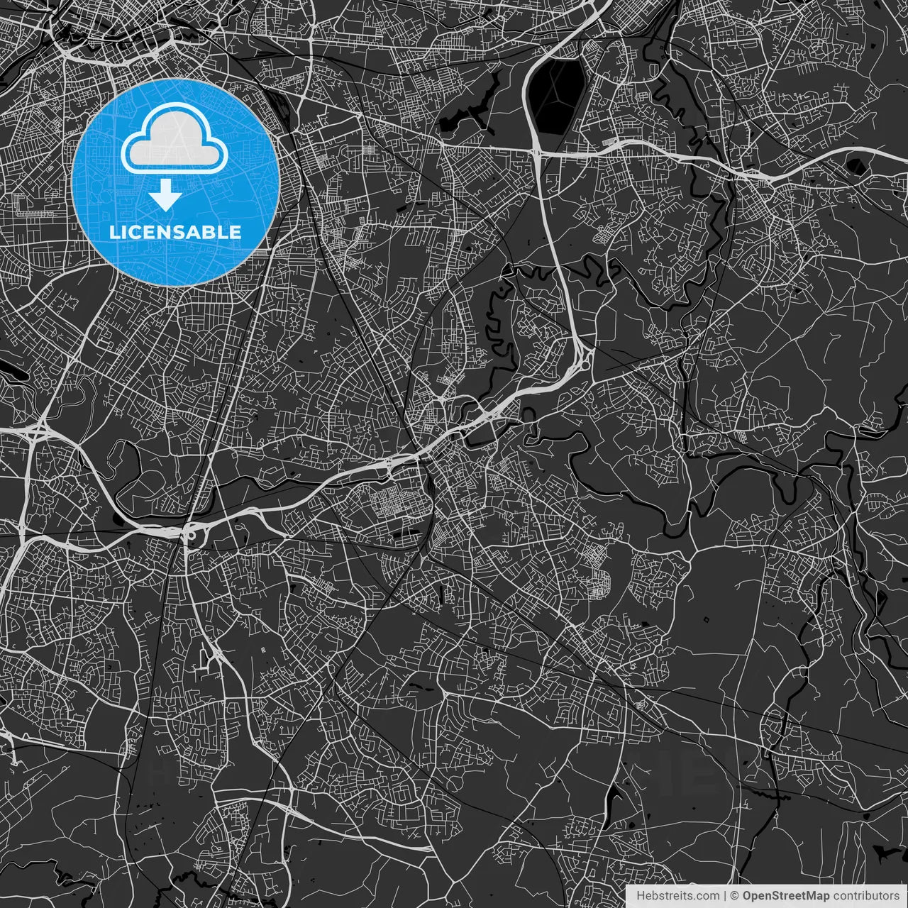 Stockport, England, UK - Area Map - Dark
