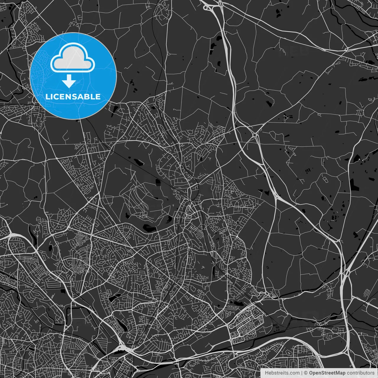 Sutton Coldfield, England, UK - Area Map - Dark