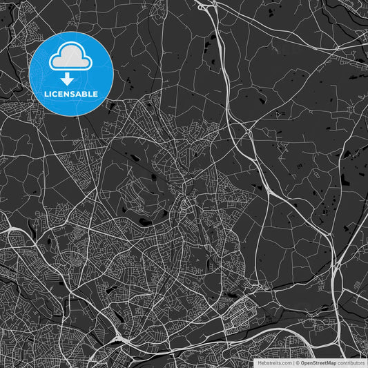 Sutton Coldfield, England, UK - Area Map - Dark