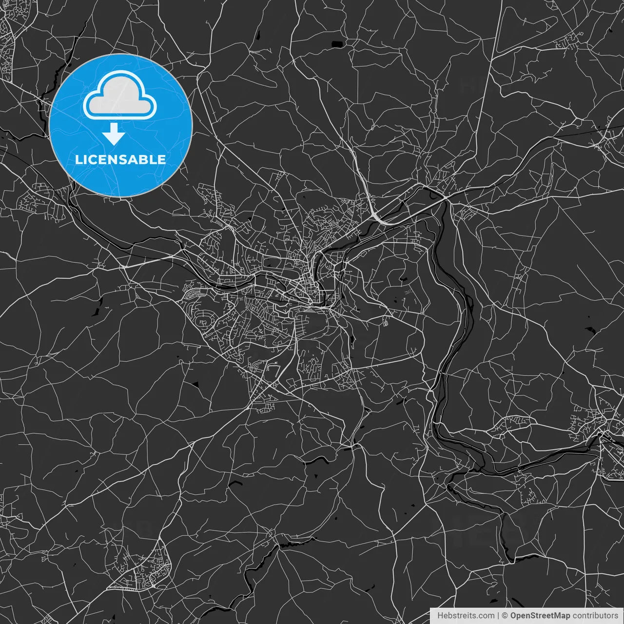 Bath, England, UK - Area Map - Dark
