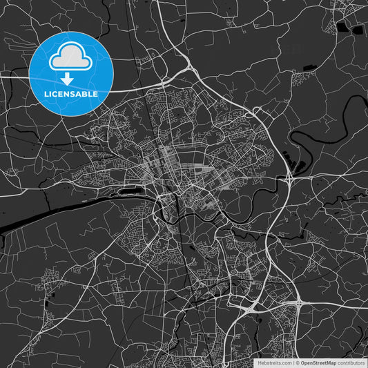 Preston, England, UK - Area Map - Dark