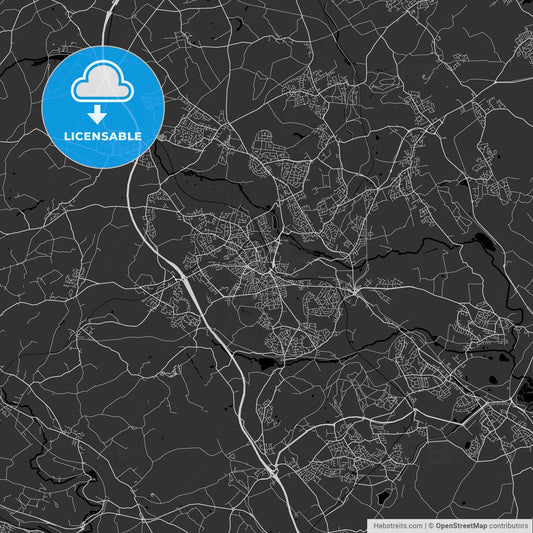 Barnsley, England, UK - Area Map - Dark
