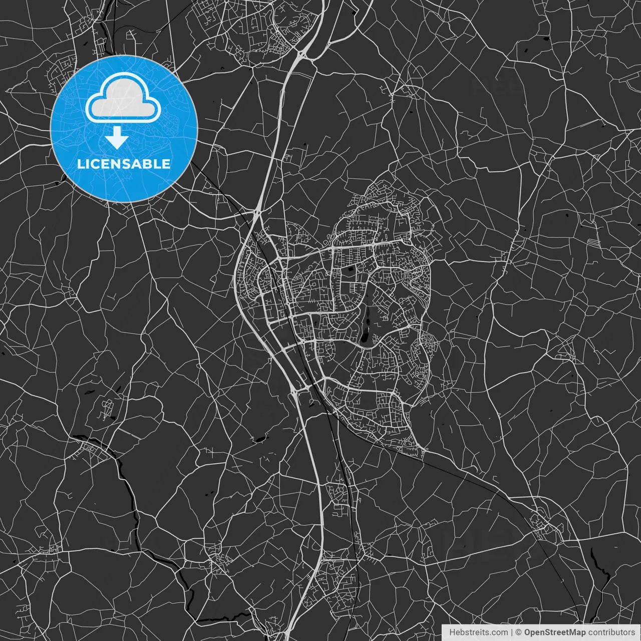 Stevenage, England, UK - Area Map - Dark