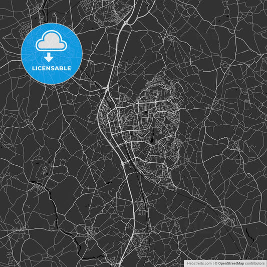 Stevenage, England, UK - Area Map - Dark