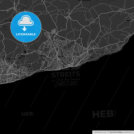 Hastings, England, UK - Area Map - Dark