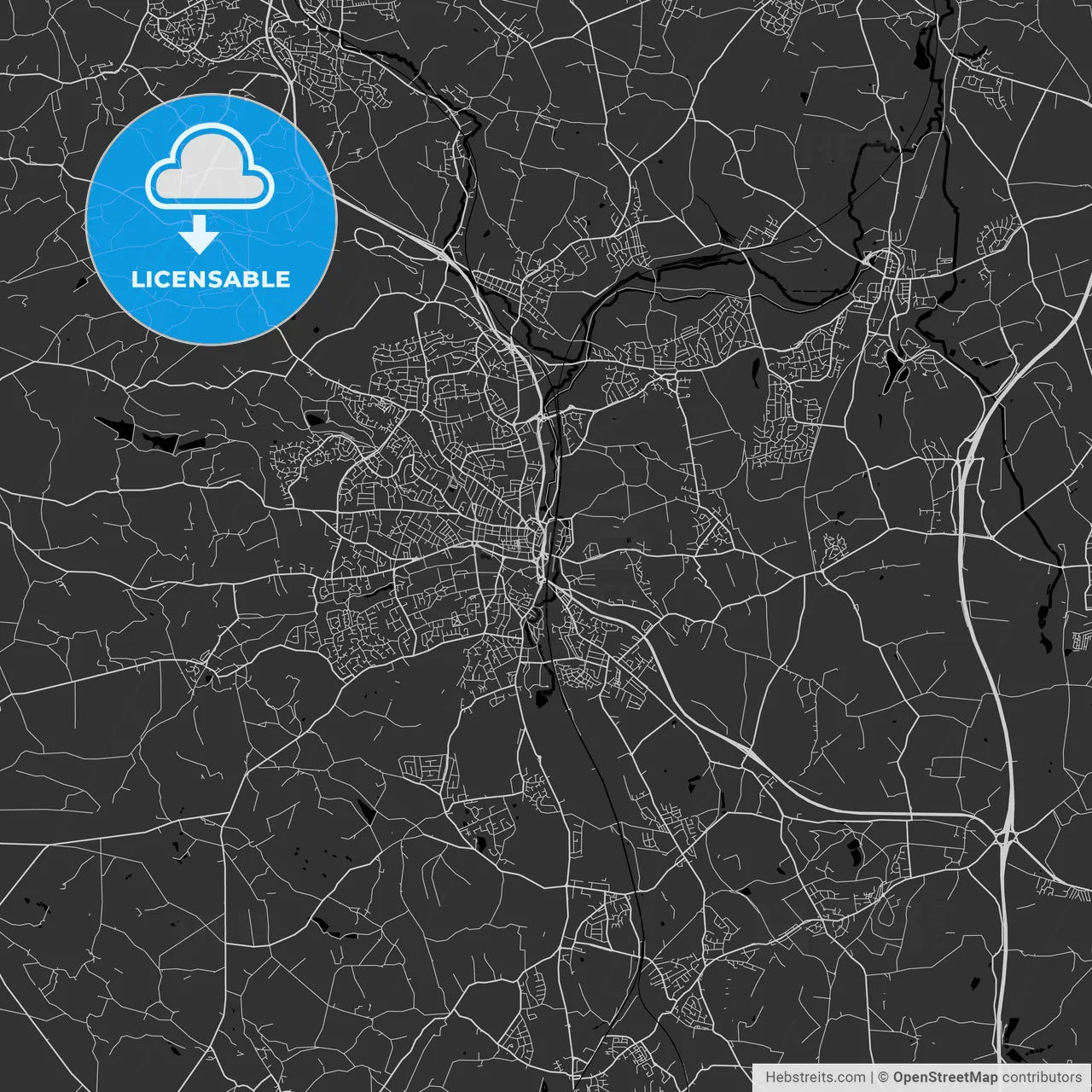 Chesterfield, England, UK - Area Map - Dark