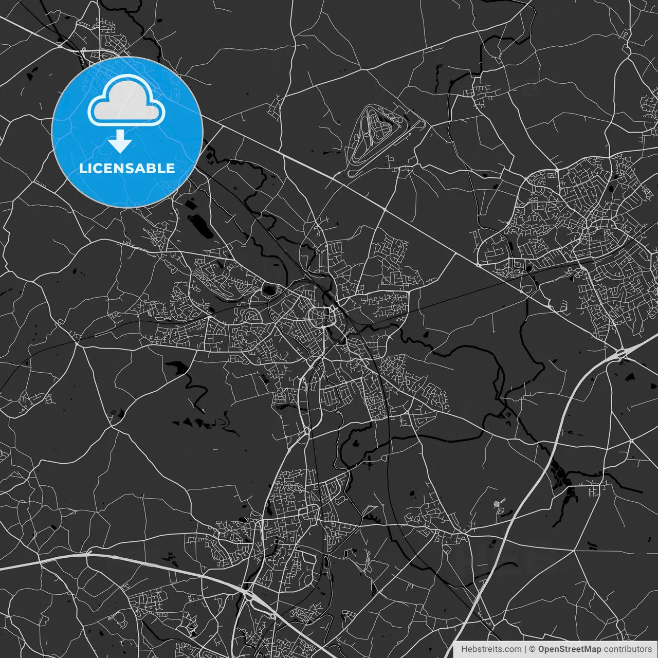 Nuneaton, England, UK - Area Map - Dark