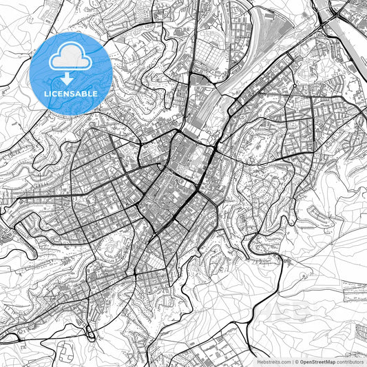 Stuttgart, Germany, vector map with buildings