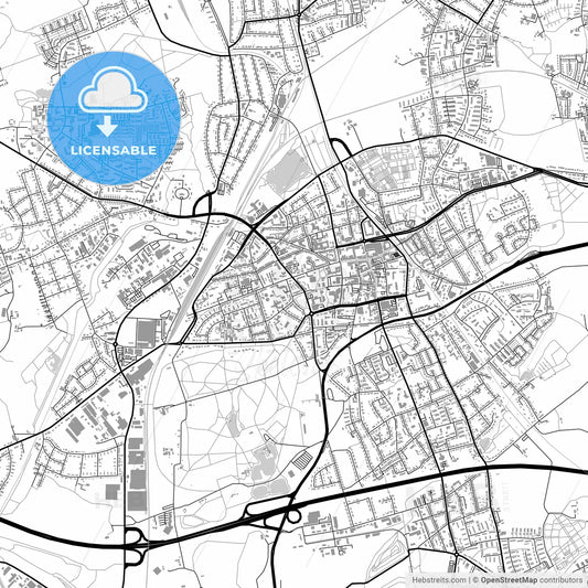 Gladbeck, Germany, vector map with buildings
