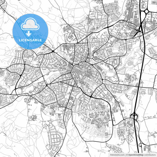 Bayreuth, Germany, vector map with buildings