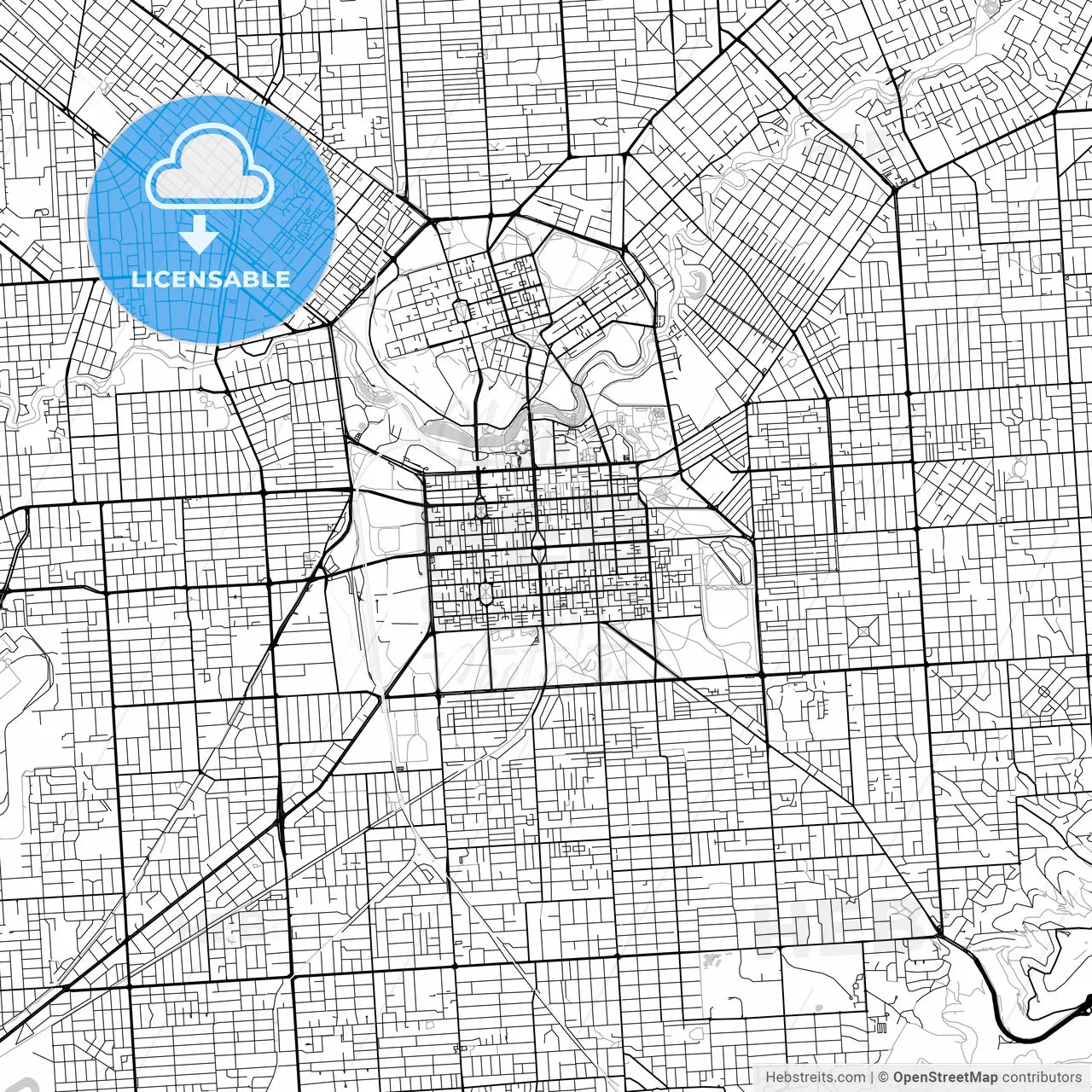 Adelaide, South Australia - downtown map, light