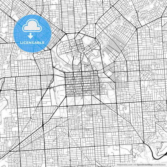 Adelaide, South Australia - downtown map, light