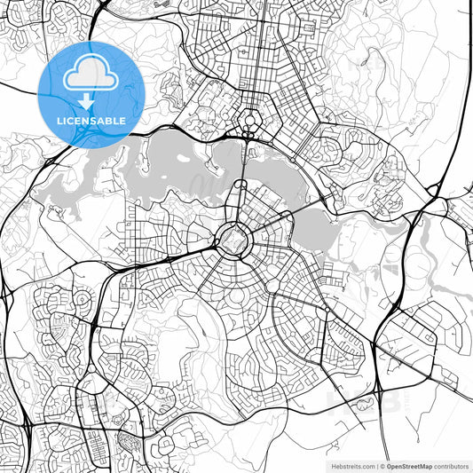 Canberra, Australian Capital Territory, New South Wales, Queanbeyan - downtown map, light