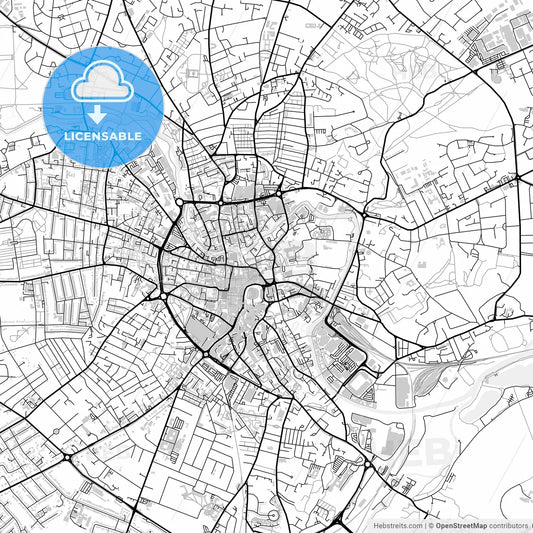 Downtown map of Norwich, light
