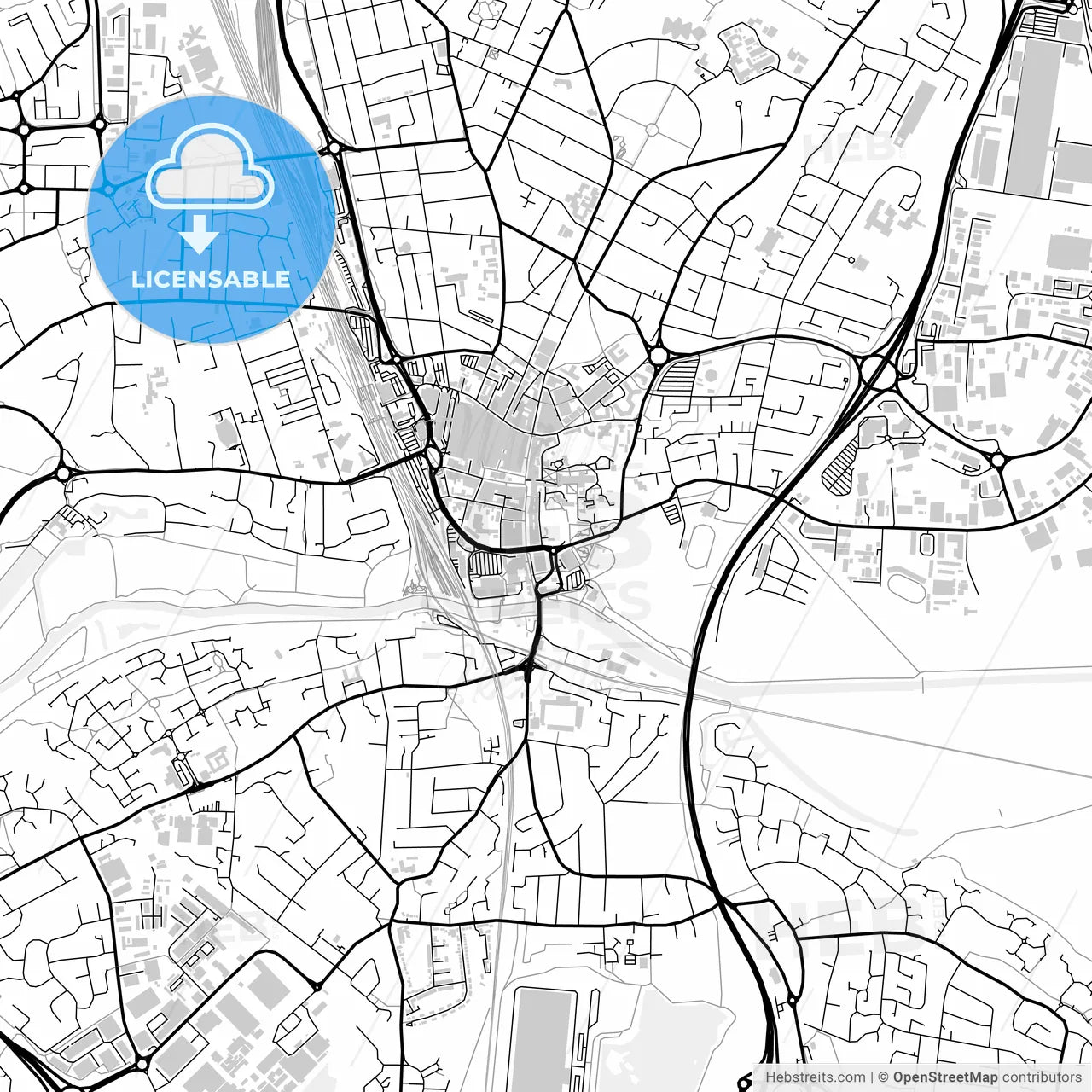 Downtown map of Peterborough, light