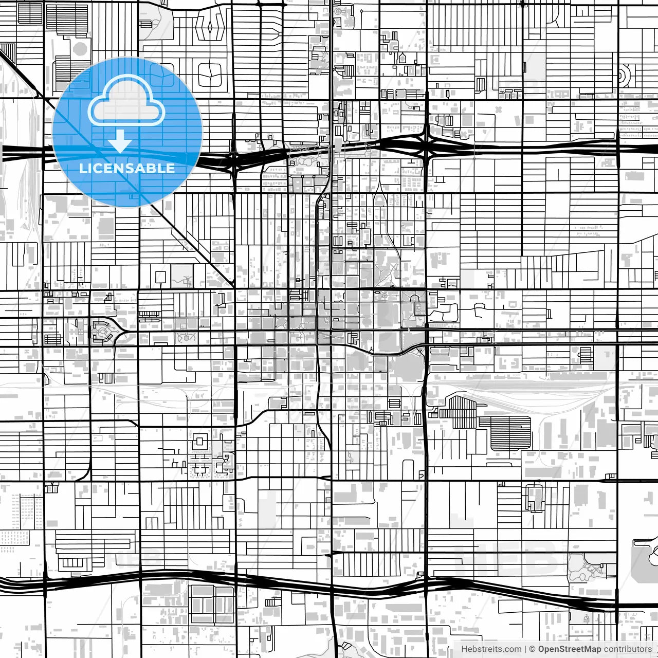Downtown map of Phoenix, light