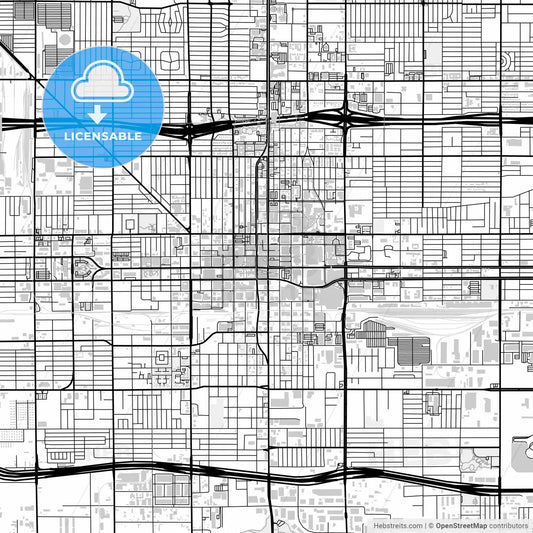 Downtown map of Phoenix, light