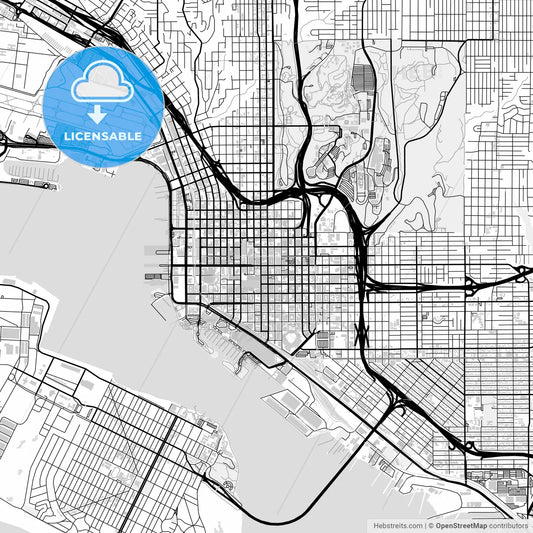 Downtown map of San Diego, light