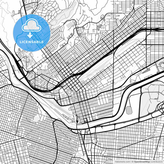 Downtown map of El Paso, light