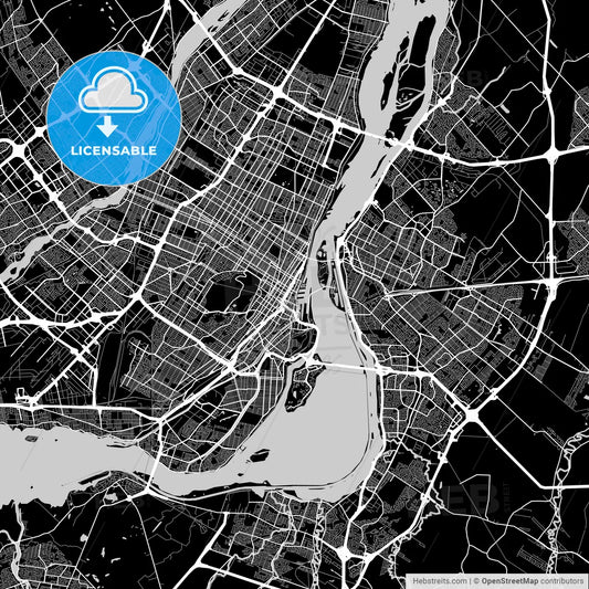 Montreal, Quebec, Area Map, Dark