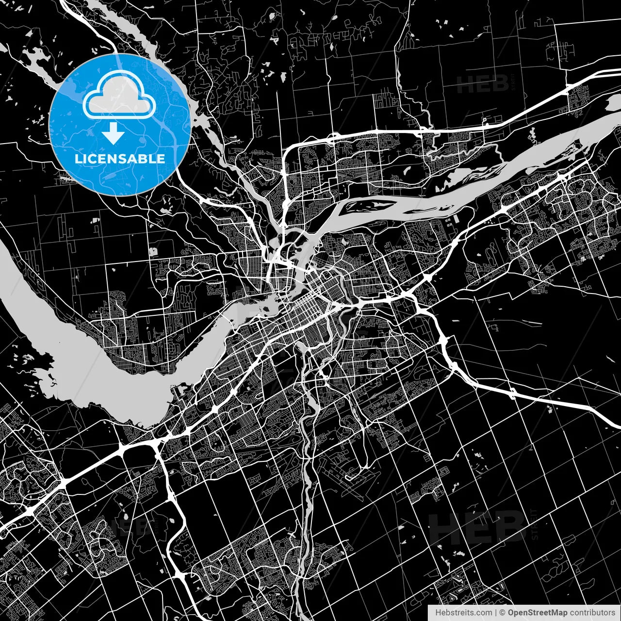 Ottawa–Gatineau, Ontario/Quebec, Area Map, Dark