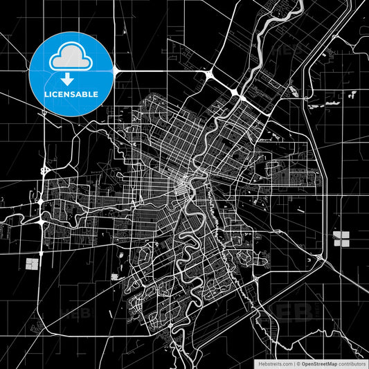 Winnipeg, Manitoba, Area Map, Dark