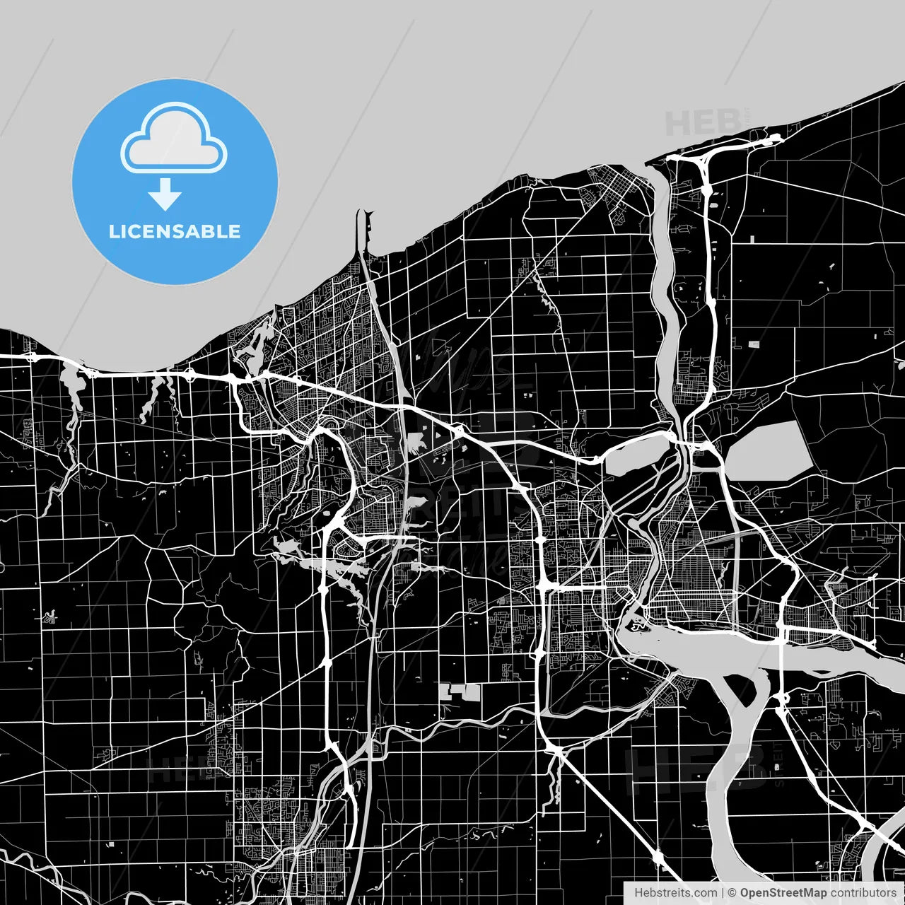 Niagara – St. Catharines, Ontario, Area Map, Dark