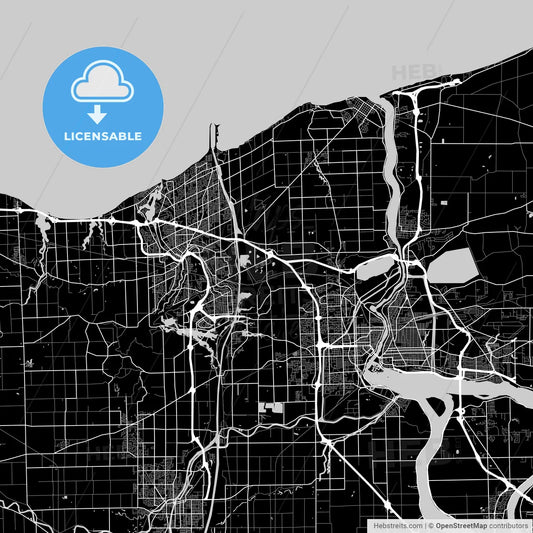 Niagara – St. Catharines, Ontario, Area Map, Dark